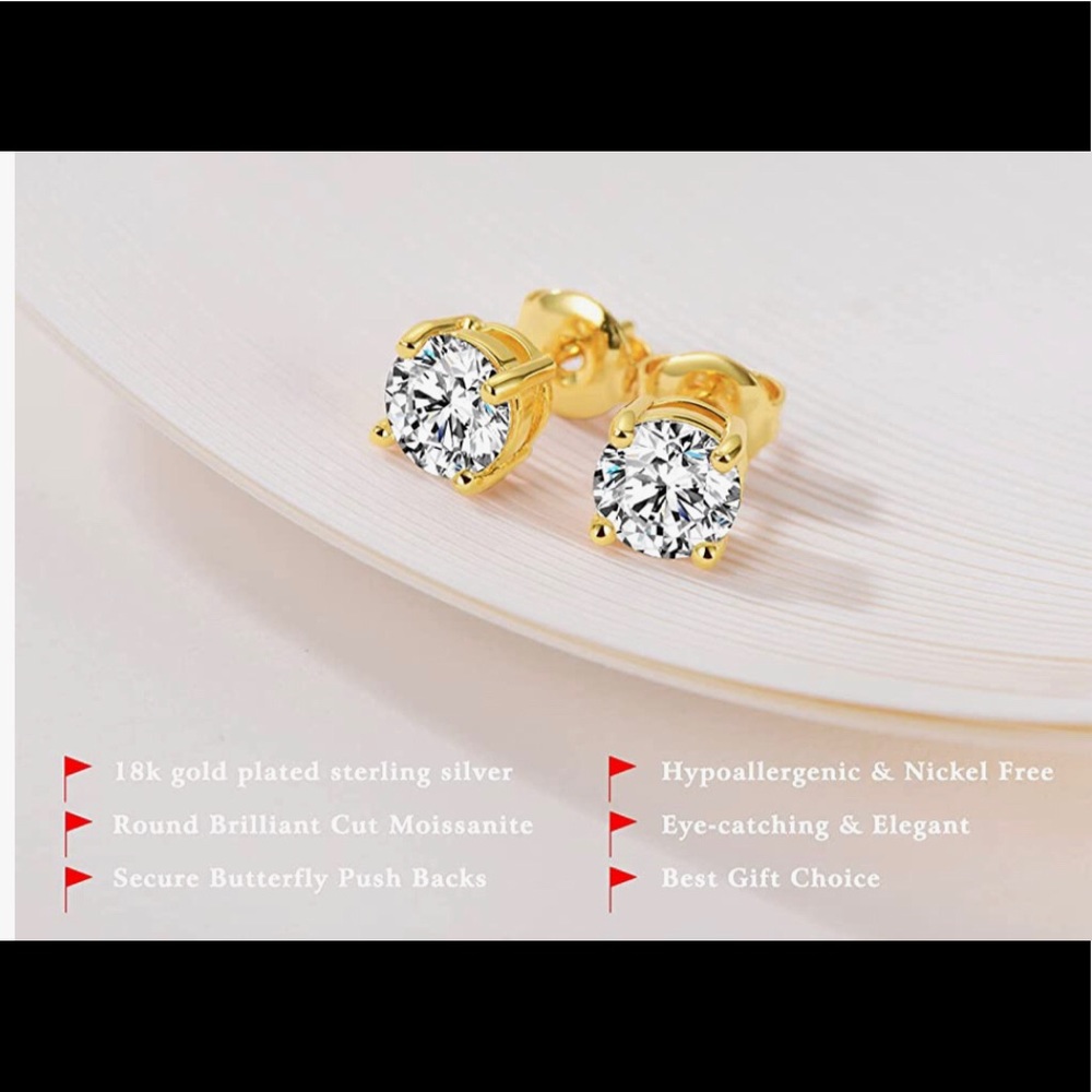 2CTTW GRA CERTIFIED Moissanite Diamond earrings, gift 100% passes diamond tester - Picture 7 of 10